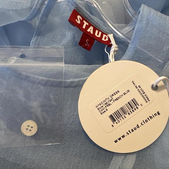 NWT Staud Hyacinth Organza Tiered Dress Maxi French Blue Ilana Calluna Small - Picture 4 of 10